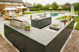 long island with danver cabinetry in an outdoor kitchen