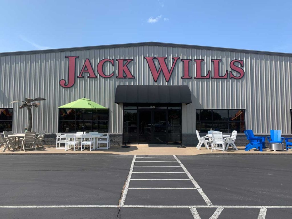 jack wills building with furniture displayed outside